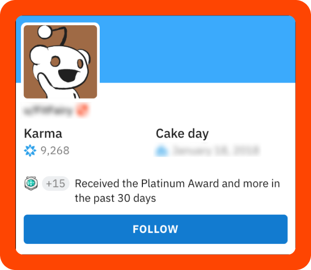 Reddit - Profile section