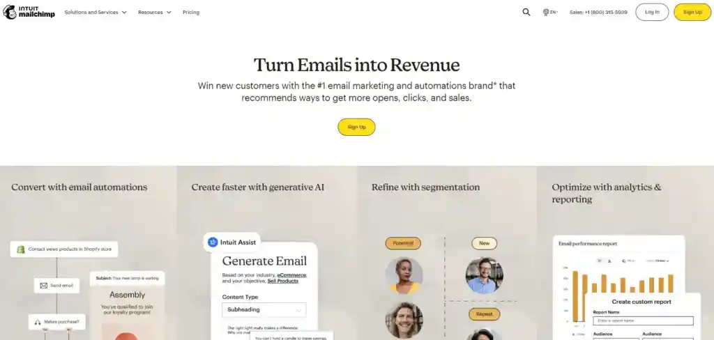 Mail chimp - landing page